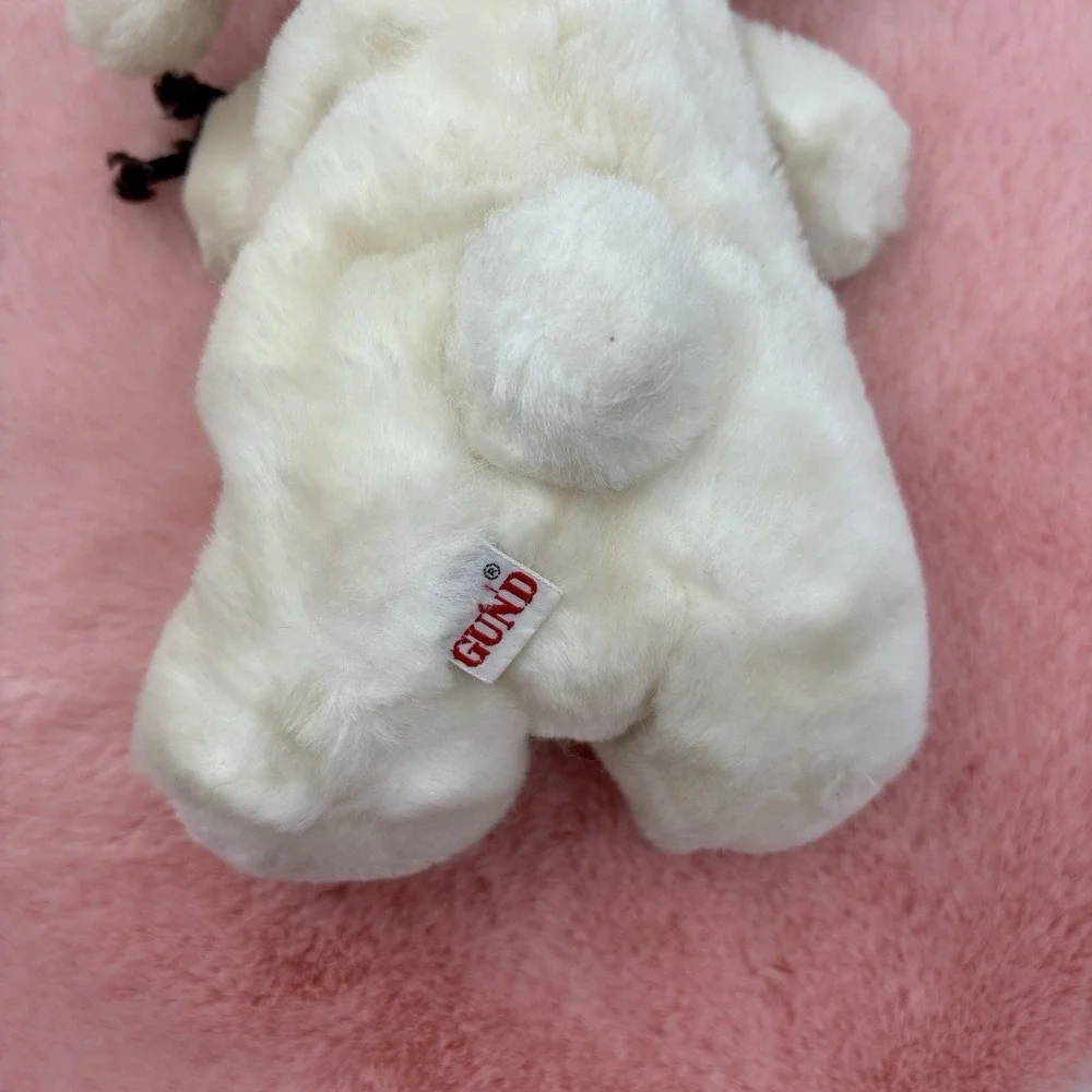 Gund 1982 White Baby Smooch Puppy Dog Rope Tie Rattle Plush Stuffed‎ VTG 80s